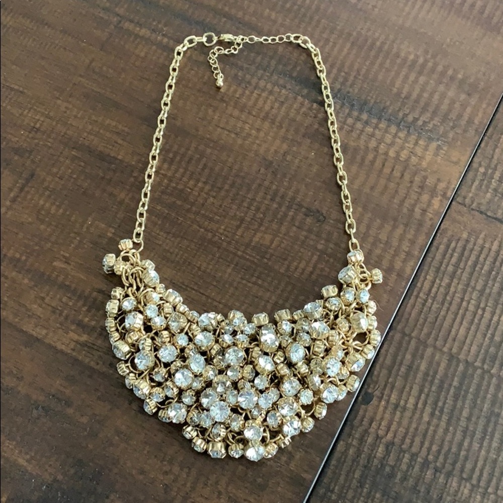Gold and crystal statement necklace